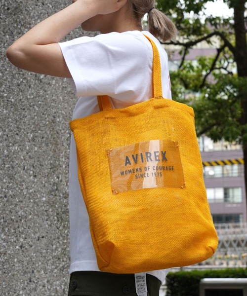 AVIREX（アヴィレックス）の「【直営店限定】MESH VERTICAL BAG/ メッシュバーチカルバッグ（トートバッグ・レディース・チャコール/ナチュラル/イエロー・FREE）」の3枚目の写真