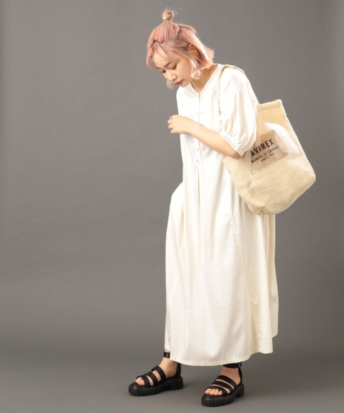 AVIREX（アヴィレックス）の「【直営店限定】MESH VERTICAL BAG/ メッシュバーチカルバッグ（トートバッグ・レディース・チャコール/ナチュラル/イエロー・FREE）」の11枚目の写真