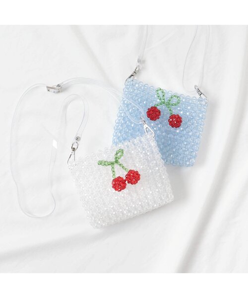 apres les cours（アプレレクール）の「ビーズポシェット（ショルダーバッグ・キッズ・オフホワイト/ブルー・FREE）」の6枚目の写真