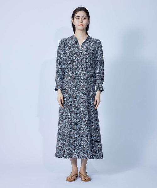 ROPE'（ロペ）の「レーヨンライクポリフラワープリントワンピース（ワンピース・レディース・ブラウン/ブラック・38/36）」の7枚目の写真