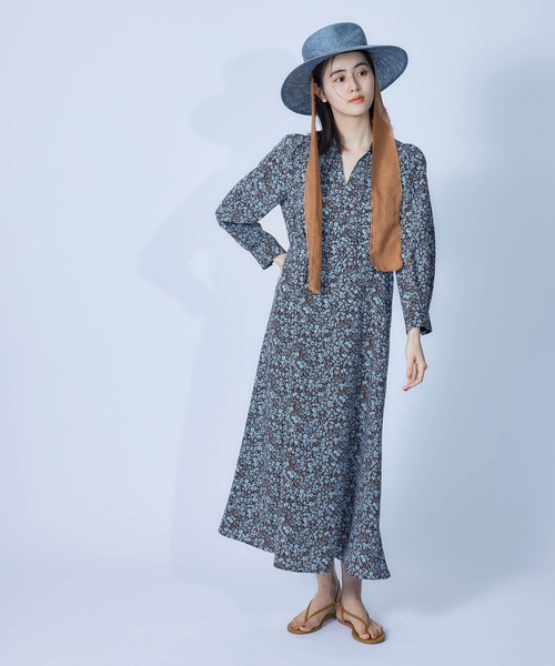 ROPE'（ロペ）の「レーヨンライクポリフラワープリントワンピース（ワンピース・レディース・ブラウン/ブラック・38/36）」の18枚目の写真