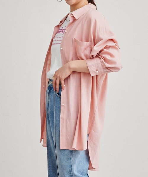 prose verse（プロズヴェール）の「リネン混パール釦オーバーサイズシャツ（シャツ/ブラウス・レディース・オフホワイト/グリーン/ブルー/ネイビー/ピンク・MEDIUM）」の20枚目の写真