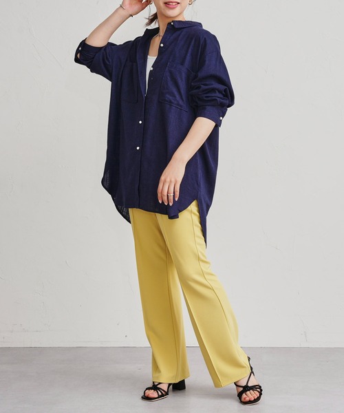 prose verse（プロズヴェール）の「リネン混パール釦オーバーサイズシャツ（シャツ/ブラウス・レディース・オフホワイト/グリーン/ブルー/ネイビー/ピンク・MEDIUM）」の21枚目の写真