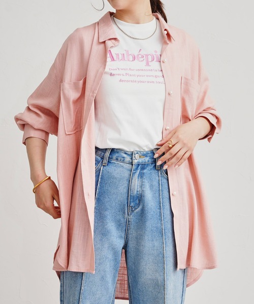 prose verse（プロズヴェール）の「リネン混パール釦オーバーサイズシャツ（シャツ/ブラウス・レディース・オフホワイト/グリーン/ブルー/ネイビー/ピンク・MEDIUM）」の9枚目の写真