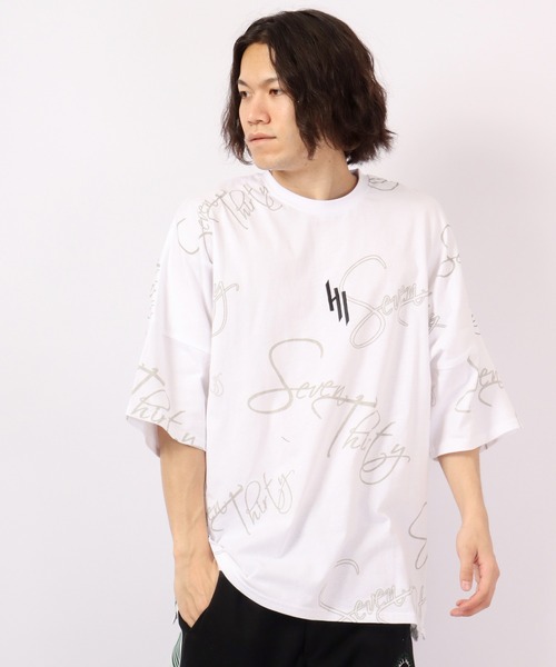 RE730（アールイーセブンサーティー）の「RE730 総柄英字ドルマンスリーブ半袖ワイドTシャツ（Tシャツ/カットソー・メンズ・ベージュ/ホワイト/ブラック/ピンク・M/L）」の22枚目の写真