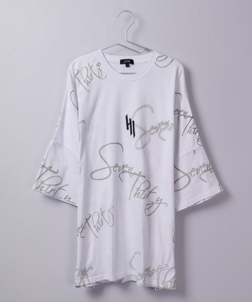 RE730（アールイーセブンサーティー）の「RE730 総柄英字ドルマンスリーブ半袖ワイドTシャツ（Tシャツ/カットソー・メンズ・ベージュ/ホワイト/ブラック/ピンク・M/L）」の19枚目の写真