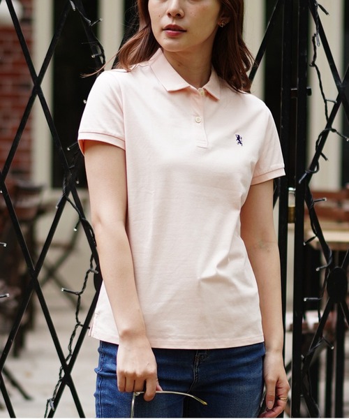 GIORDANO（ジョルダーノ）の「[GIORDANO] スモールライオン刺繍半袖ポロシャツ（ポロシャツ・レディース・ブラック/グリーン/ホワイト/ピンク・LARGE/X-LARGE/SMALL/MEDIUM）」の4枚目の写真