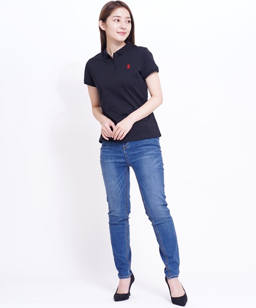 GIORDANO（ジョルダーノ）の「[GIORDANO] スモールライオン刺繍半袖ポロシャツ（ポロシャツ・レディース・ブラック/グリーン/ホワイト/ピンク・LARGE/X-LARGE/SMALL/MEDIUM）」の9枚目の写真