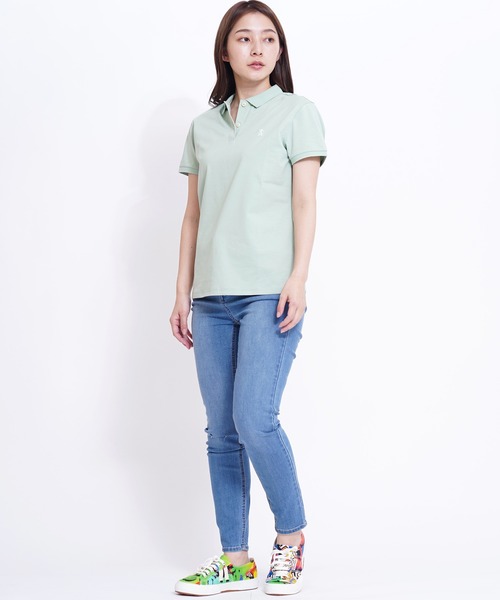 GIORDANO（ジョルダーノ）の「[GIORDANO] スモールライオン刺繍半袖ポロシャツ（ポロシャツ・レディース・ブラック/グリーン/ホワイト/ピンク・LARGE/X-LARGE/SMALL/MEDIUM）」の11枚目の写真