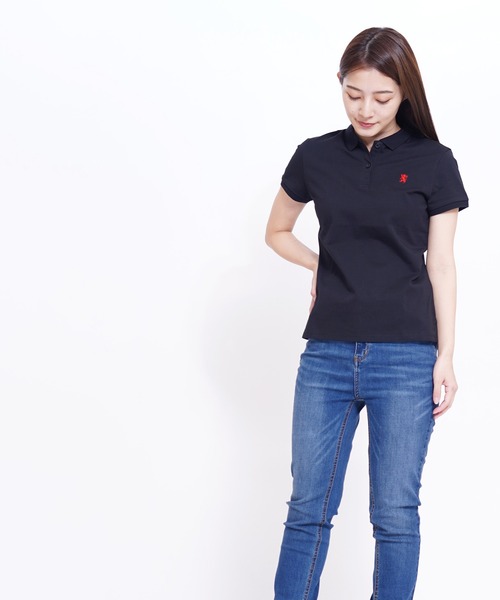 GIORDANO（ジョルダーノ）の「[GIORDANO] スモールライオン刺繍半袖ポロシャツ（ポロシャツ・レディース・ブラック/グリーン/ホワイト/ピンク・LARGE/X-LARGE/SMALL/MEDIUM）」の5枚目の写真