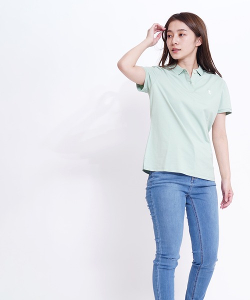 GIORDANO（ジョルダーノ）の「[GIORDANO] スモールライオン刺繍半袖ポロシャツ（ポロシャツ・レディース・ブラック/グリーン/ホワイト/ピンク・LARGE/X-LARGE/SMALL/MEDIUM）」の17枚目の写真