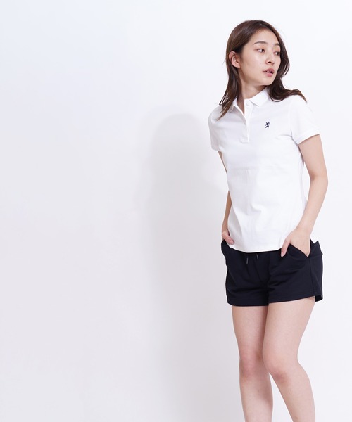 GIORDANO（ジョルダーノ）の「[GIORDANO] スモールライオン刺繍半袖ポロシャツ（ポロシャツ・レディース・ブラック/グリーン/ホワイト/ピンク・LARGE/X-LARGE/SMALL/MEDIUM）」の7枚目の写真