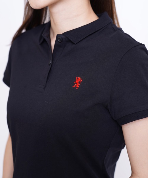 GIORDANO（ジョルダーノ）の「[GIORDANO] スモールライオン刺繍半袖ポロシャツ（ポロシャツ・レディース・ブラック/グリーン/ホワイト/ピンク・LARGE/X-LARGE/SMALL/MEDIUM）」の6枚目の写真