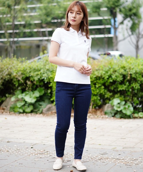 GIORDANO（ジョルダーノ）の「[GIORDANO] スモールライオン刺繍半袖ポロシャツ（ポロシャツ・レディース・ブラック/グリーン/ホワイト/ピンク・LARGE/X-LARGE/SMALL/MEDIUM）」の19枚目の写真