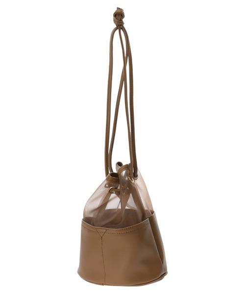 earth music&ecology（アースミュージックアンドエコロジー）の「メッシュ巾着バッグ（トートバッグ・レディース・アイボリー/ブラウン・FREE）」の3枚目の写真