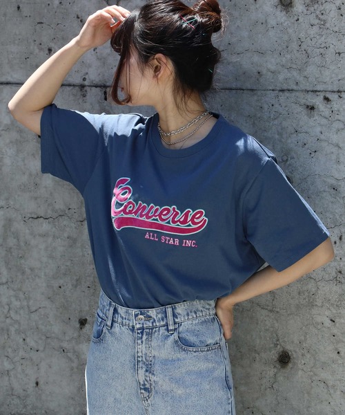 CONVERSE（コンバース）の「【CONVERSE】アップリケＴシャツ（Tシャツ/カットソー・レディース・ホワイト/ブラック/ピンク/ブルー・L/M）」の4枚目の写真