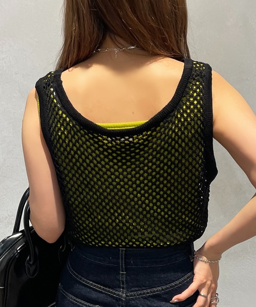 apres jour mignon（アプレジュールミニョン）の「メッシュニットタンク【ZOZOTOWN限定アイテム】（タンクトップ・レディース・ブラック/オフホワイト/ピンク/オレンジ・X-LARGE/フリー）」の16枚目の写真