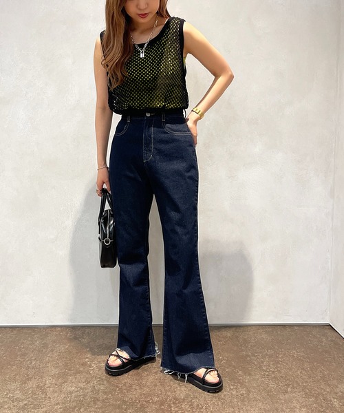 apres jour mignon（アプレジュールミニョン）の「メッシュニットタンク【ZOZOTOWN限定アイテム】（タンクトップ・レディース・ブラック/オフホワイト/ピンク/オレンジ・X-LARGE/フリー）」の9枚目の写真