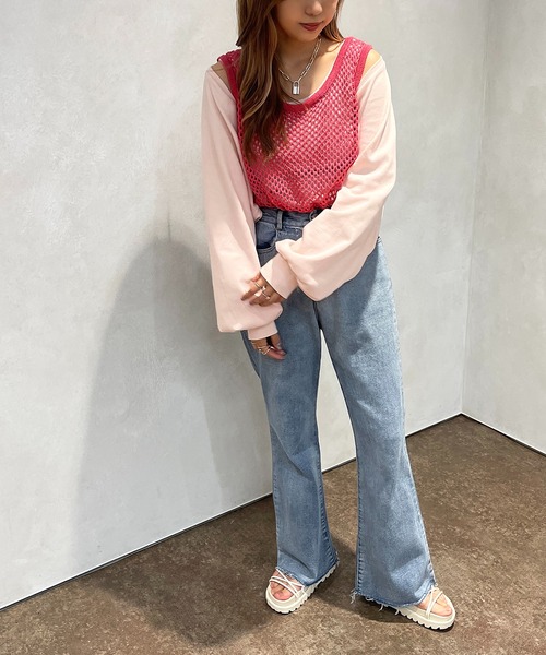 apres jour mignon（アプレジュールミニョン）の「メッシュニットタンク【ZOZOTOWN限定アイテム】（タンクトップ・レディース・ブラック/オフホワイト/ピンク/オレンジ・X-LARGE/フリー）」の15枚目の写真