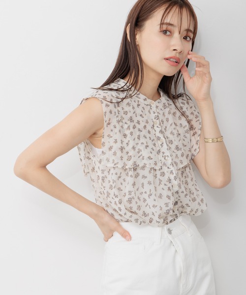 mysty woman（ミスティウーマン）の「【無地＆花柄】レイヤーカラーノスリシャツ 297703（シャツ/ブラウス・レディース・ブラック/パープル/オフホワイト/アイボリー・FREE）」の2枚目の写真