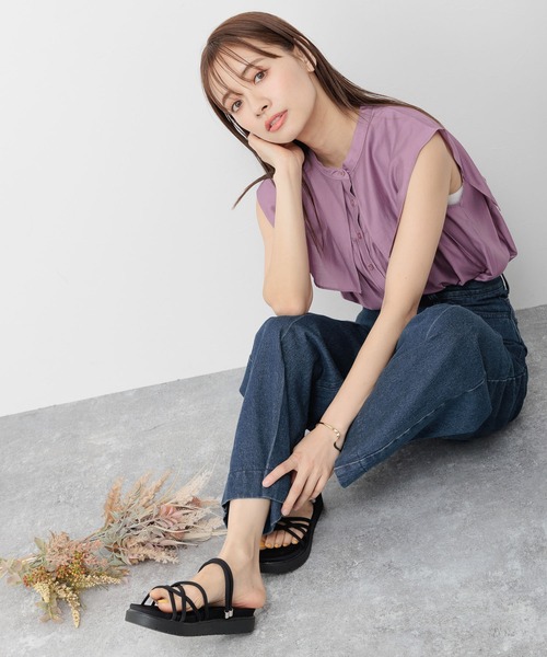 mysty woman（ミスティウーマン）の「【無地＆花柄】レイヤーカラーノスリシャツ 297703（シャツ/ブラウス・レディース・ブラック/パープル/オフホワイト/アイボリー・FREE）」の11枚目の写真