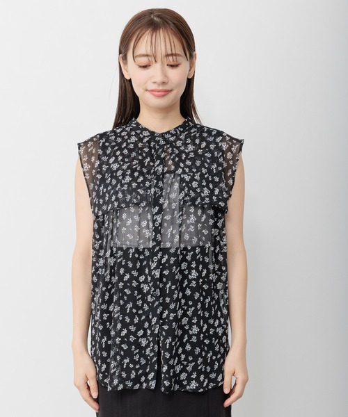 mysty woman（ミスティウーマン）の「【無地＆花柄】レイヤーカラーノスリシャツ 297703（シャツ/ブラウス・レディース・ブラック/パープル/オフホワイト/アイボリー・FREE）」の22枚目の写真