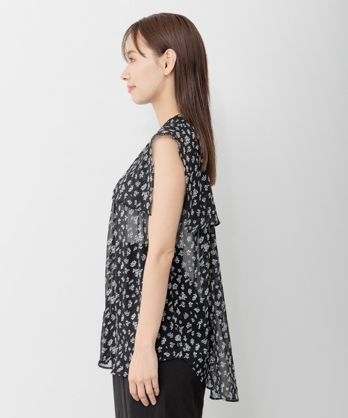 mysty woman（ミスティウーマン）の「【無地＆花柄】レイヤーカラーノスリシャツ 297703（シャツ/ブラウス・レディース・ブラック/パープル/オフホワイト/アイボリー・FREE）」の9枚目の写真