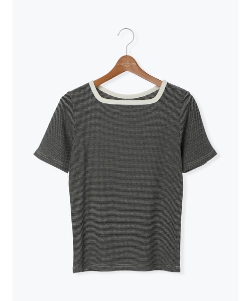 Lugnoncure（ルノンキュール）の「リブトップス（無地／ボーダー）（Tシャツ/カットソー・レディース・ホワイト/ブラック/ベージュ/オフホワイト・ﾌﾘ-）」の2枚目の写真