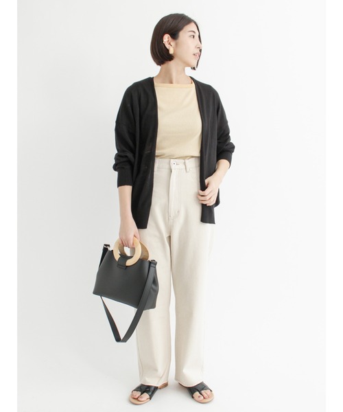 Lugnoncure（ルノンキュール）の「リブトップス（無地／ボーダー）（Tシャツ/カットソー・レディース・ホワイト/ブラック/ベージュ/オフホワイト・ﾌﾘ-）」の6枚目の写真