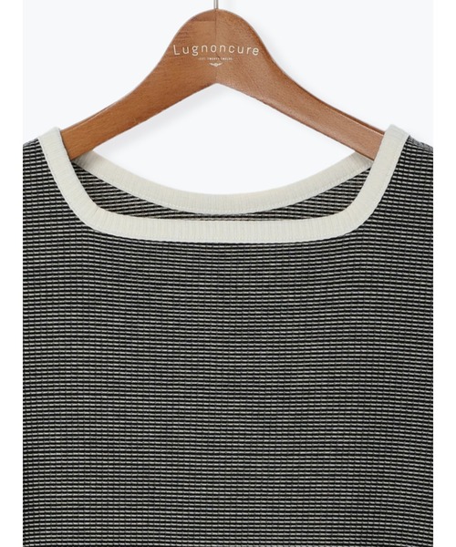 Lugnoncure（ルノンキュール）の「リブトップス（無地／ボーダー）（Tシャツ/カットソー・レディース・ホワイト/ブラック/ベージュ/オフホワイト・ﾌﾘ-）」の8枚目の写真