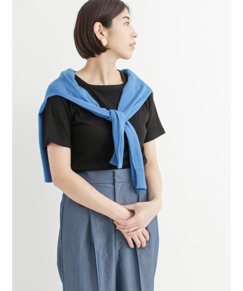 Lugnoncure（ルノンキュール）の「リブトップス（無地／ボーダー）（Tシャツ/カットソー・レディース・ホワイト/ブラック/ベージュ/オフホワイト・ﾌﾘ-）」の16枚目の写真