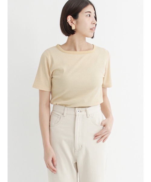 Lugnoncure（ルノンキュール）の「リブトップス（無地／ボーダー）（Tシャツ/カットソー・レディース・ホワイト/ブラック/ベージュ/オフホワイト・ﾌﾘ-）」の14枚目の写真