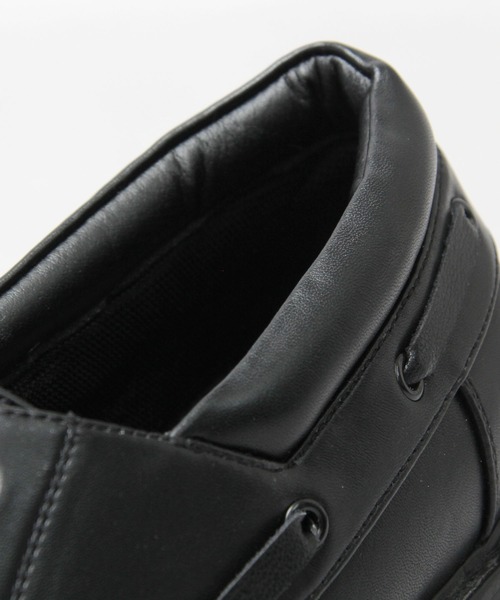 glabella（グラベラ）の「厚底 タンクソール フェイクレザー デッキシューズ  / ワークシューズ / レースシューズ（モカシン/デッキシューズ・メンズ・ブラック・S/M/L）」の8枚目の写真