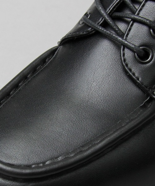 glabella（グラベラ）の「厚底 タンクソール フェイクレザー デッキシューズ  / ワークシューズ / レースシューズ（モカシン/デッキシューズ・メンズ・ブラック・S/M/L）」の9枚目の写真