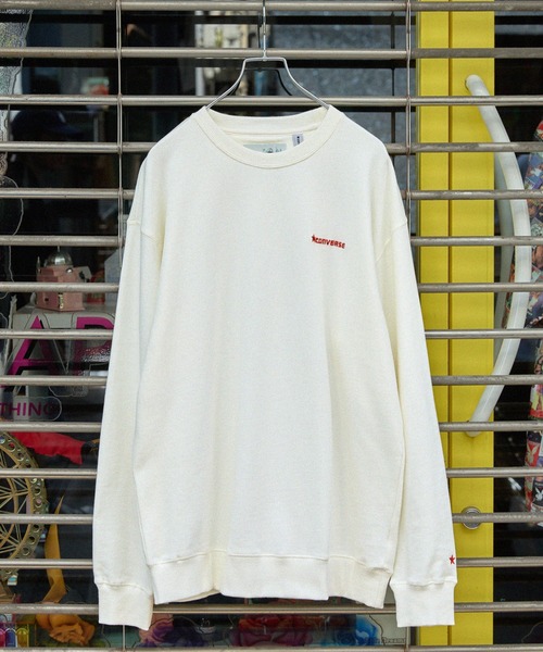 CONVERSE（コンバース）の「CONVERSE/コンバース ロゴ刺繍 ビッグシルエット裏毛クルースウェット（スウェット・メンズ・サックスブルー/オフホワイト/レッド/グリーン/ブラック/ピンク・L/M）」の7枚目の写真
