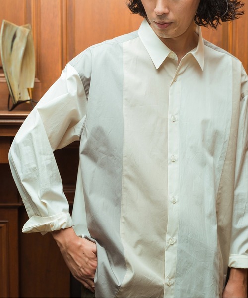 EDIFICE SELECT（エディフィスセレクト）の「【THOMAS MASON/トーマスメイソン】オーバーサイズクレイジーパターンシャツ（シャツ/ブラウス・メンズ・ベージュ/グレー・SMALL/MEDIUM/LARGE）」の2枚目の写真