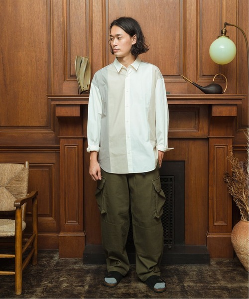 EDIFICE SELECT（エディフィスセレクト）の「【THOMAS MASON/トーマスメイソン】オーバーサイズクレイジーパターンシャツ（シャツ/ブラウス・メンズ・ベージュ/グレー・SMALL/MEDIUM/LARGE）」の9枚目の写真