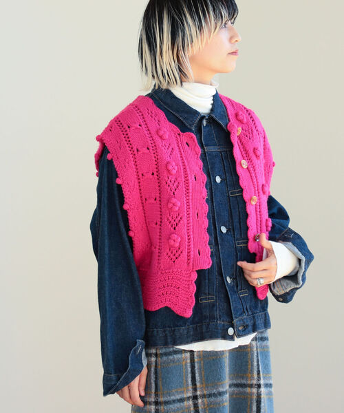 BEAMS BOY / アラン カーディガン ベスト