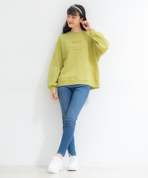 れもん◆デニーローズらしい可愛いデザインの黒コットンスウェットTOPS！S Honey Cinnamon（ハニーシナモン）の「リボンクロス衿付き