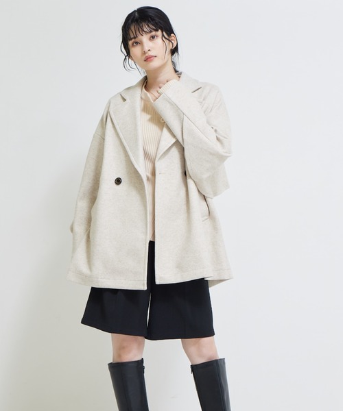 solleim(ソルレム)の「バックフリルカットメルトンコート(その他アウター・レディース・ベージュ/ブラック・M)」の11枚目の写真