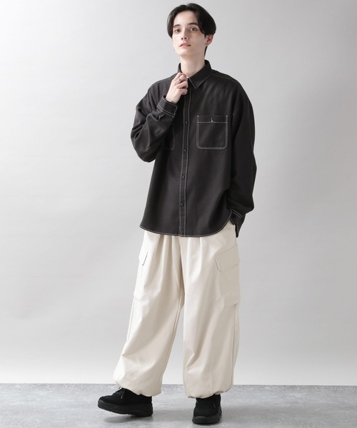 RAGEBLUE（レイジブルー）の「PEツイル/ワイドバルーンカーゴパンツ（カーゴパンツ・メンズ・ブラック/オフホワイト/ダークグレー・MEDIUM/LARGE）」の15枚目の写真