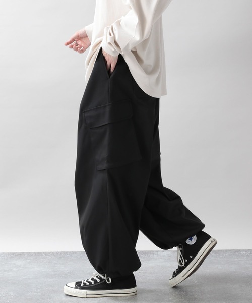 RAGEBLUE（レイジブルー）の「PEツイル/ワイドバルーンカーゴパンツ（カーゴパンツ・メンズ・ブラック/オフホワイト/ダークグレー・MEDIUM/LARGE）」の5枚目の写真