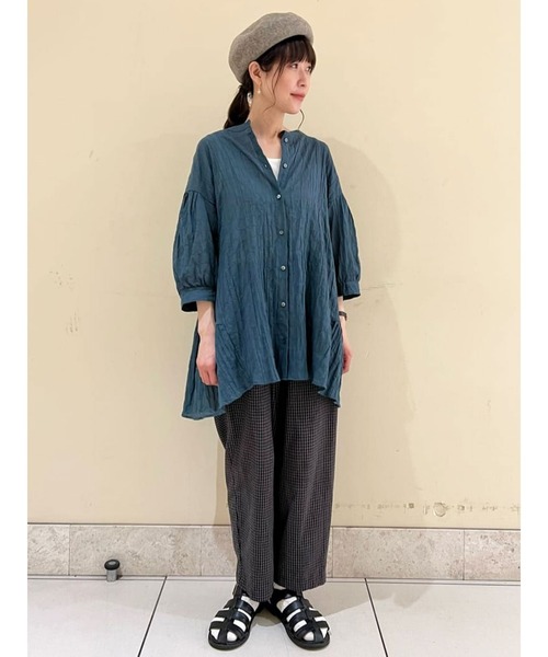 Samansa Mos2（サマンサ モスモス）の「柄アソート後ろティアードチュニック（シャツ/ブラウス・レディース・キナリ/オレンジ/グリーン/チャコール・ﾌﾘ-）」の7枚目の写真