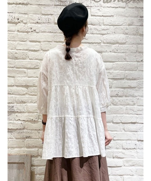 Samansa Mos2（サマンサ モスモス）の「柄アソート後ろティアードチュニック（シャツ/ブラウス・レディース・キナリ/オレンジ/グリーン/チャコール・ﾌﾘ-）」の12枚目の写真