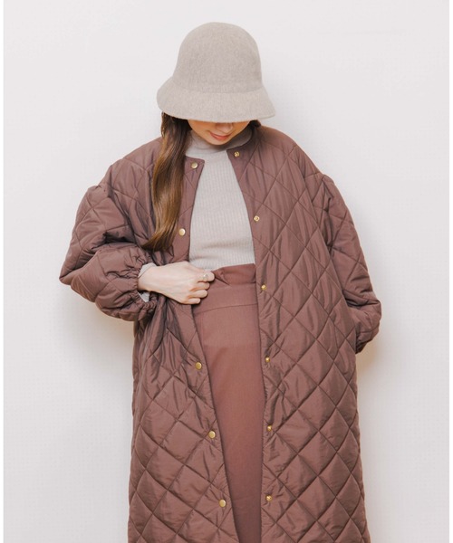 flower（フラワー）の「バルーンキルティングコート（ダウンジャケット/コート・レディース・ブラウン/アイボリー・FREE）」の3枚目の写真