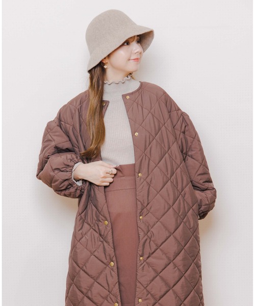 flower（フラワー）の「バルーンキルティングコート（ダウンジャケット/コート・レディース・ブラウン/アイボリー・FREE）」の4枚目の写真