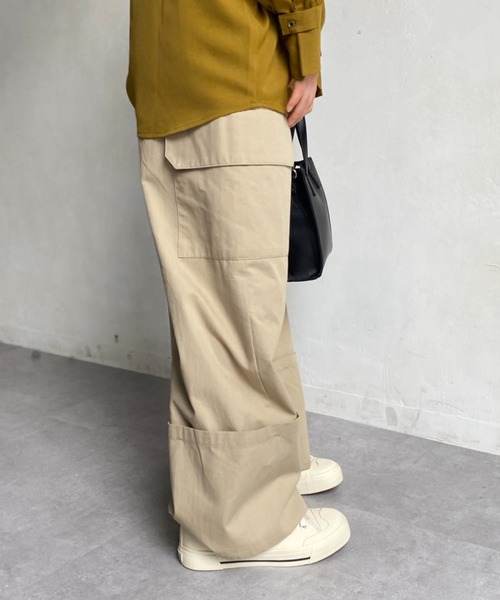 CPCM（シーピーシーエム）の「サイドポケット折り返しワイドパンツ（その他パンツ・レディース・ブラック/ベージュ/カーキ・FREE）」の9枚目の写真