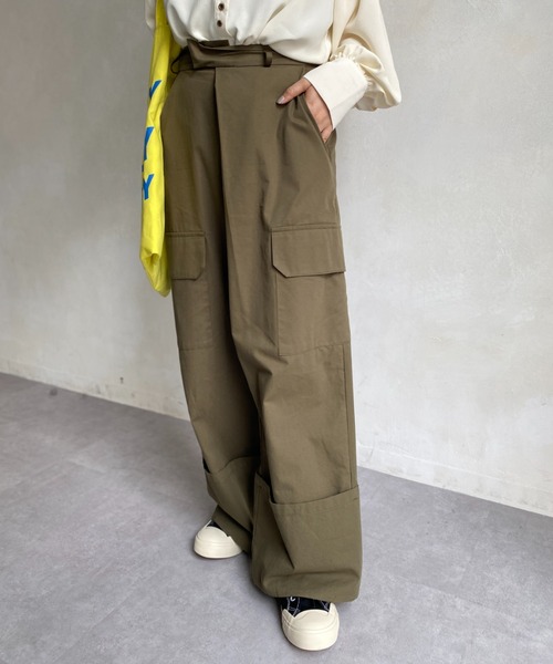 CPCM（シーピーシーエム）の「サイドポケット折り返しワイドパンツ（その他パンツ・レディース・ブラック/ベージュ/カーキ・FREE）」の14枚目の写真