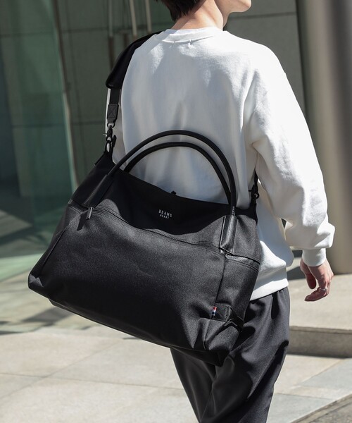 BEAMS HEART（ビームスハート）の「【ユニセックス】ポリエステル 杢素材 ジムバッグ（ノートPC収納）（ボストンバッグ・メンズ・ブラック/グレー・FREE）」の5枚目の写真