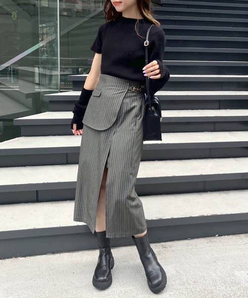 OLIVE des OLIVE（オリーブデオリーブ）の「２WAYラップスリットスカート（スカート・レディース・ブラウン/チャコールグレー/ブラック/ダークブラウン・FREE）」の9枚目の写真